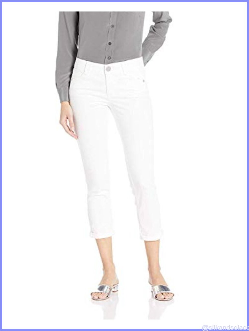 Women's Ab Solution Skinny Crop Jeans Mid Rise Stretch Denim